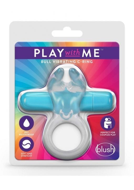 Play With Me Bull Vibrating Cock Ring - Blue