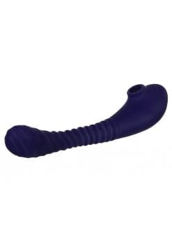 Bendable Sucker Dual End Silicone Rechargeable Vibrator - Purple