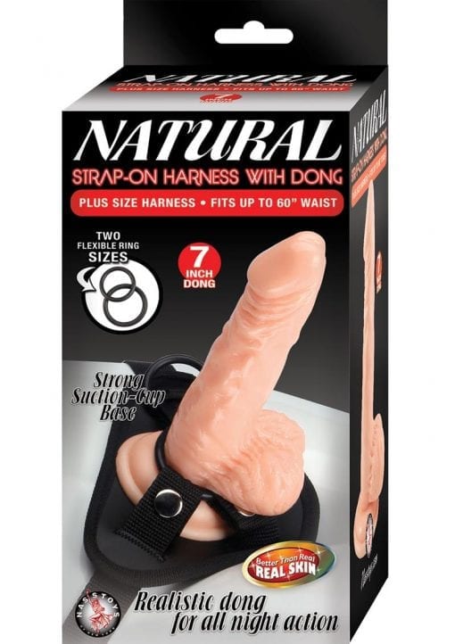 Natural Strap-On Harness With Dong 7in - White