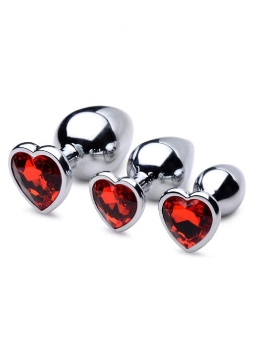 Booty Sparks Red Heart Gem Anal Plug Set - Red