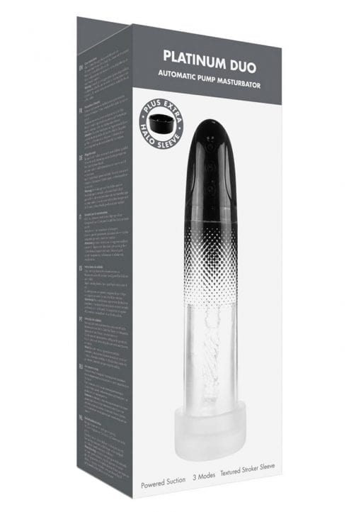 Linx Platinum Duo Automatic Penis Pump Rechargeable Masturbator - Clear/Black
