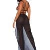 Leg Avenue Cage Strap Open Bodice Maxi Dress And Matching G-String (2 Piece) - Small/Medium - Black
