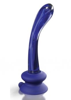 Icicles No 89 Glass G-Spot Wand With Bendable Silicone Suction Cup - Blue