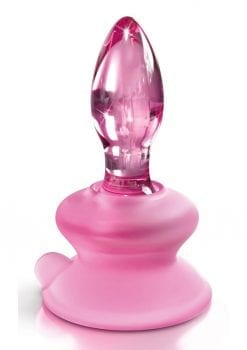 Icicles No 90 Glass Anal Plug With Bendable Silicone Suction Cup - Pink