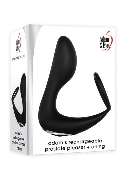 Adam andamp; Eve Adam`s Silicone Rechargeable Prostate Pleaser + Cock Ring - Black