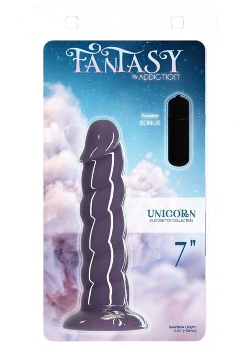 Addiction Fantasy Unicorn Silicone Dong 7in - Purple