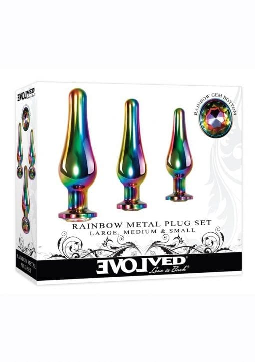 Rainbow Metal Anal Plug Set (3 Piece)