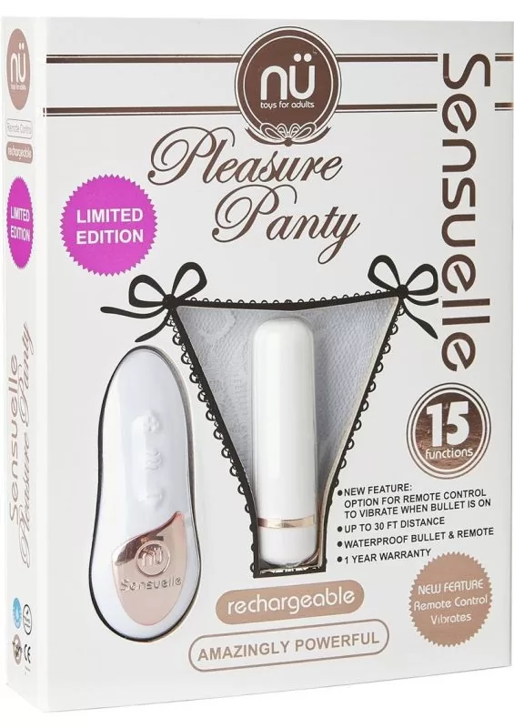 Sensuelle Pleasure Panty Wireless Remote Control USB Rechargeable Bullet Waterproof Limited Ed. White