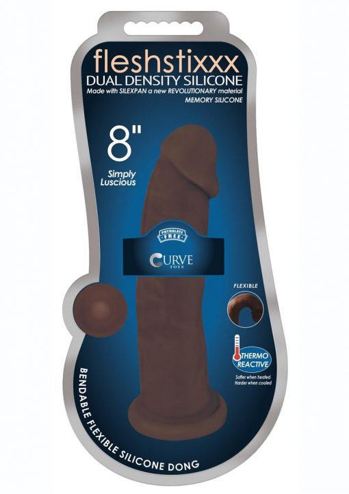 FleshStixxx Dual Density Silicone Bendable Dildo 9in - Chocolate