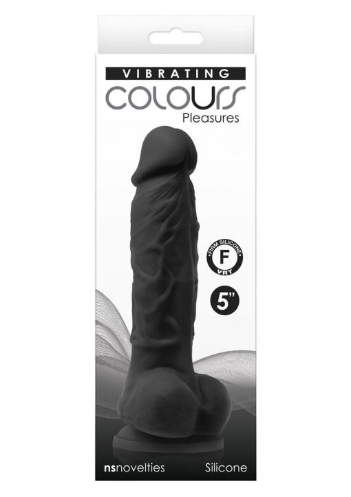 Colours Pleasures Silicone Vibrating Dildo With Balls 5in - Black