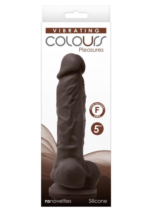 Colours Pleasures Silicone Vibrating Dildo With Balls 5in - Chocolate