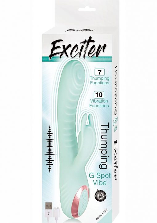 Exciter Thumping G-Spot Rechargeable Rabbit Vibrator - Aqua