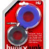 Hunkyjunk COG Silicone Cock Ring (2 Pack) - Blue/Black
