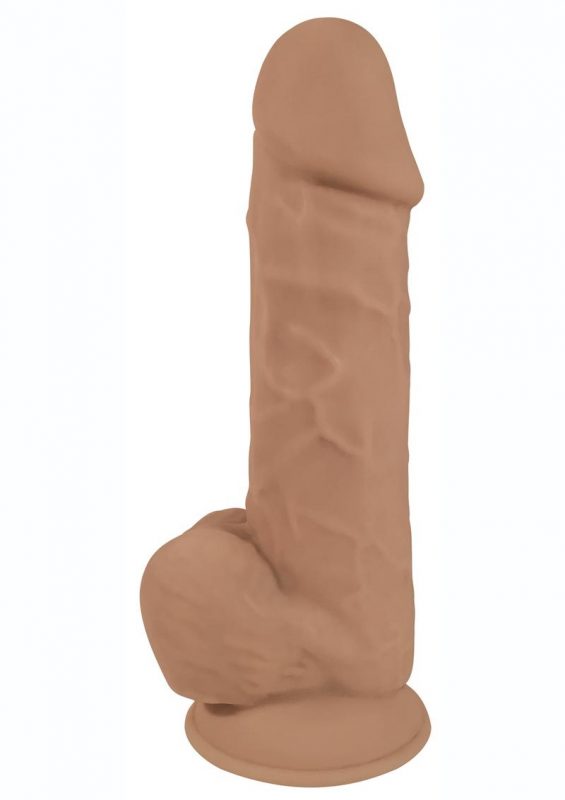 Fleshstixxx Dual Density Silicone Bendable Dong with Balls 8in - Caramel