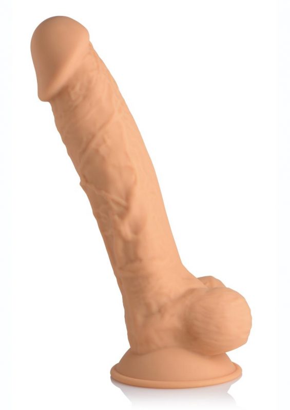 Fleshstixxx Dual Density Silicone Bendable Dong with Balls 8.5in - Caramel