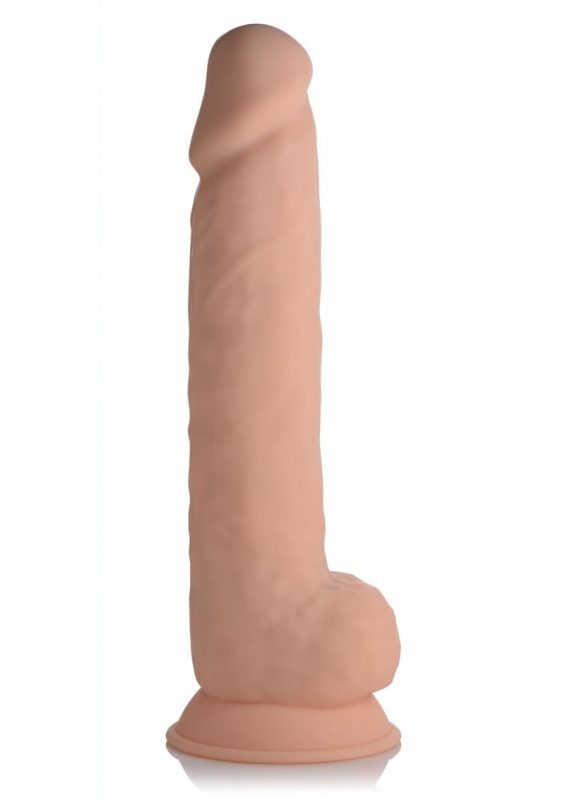 Fleshstixxx Dual Density Silicone Bendable Dong with Balls 10in - Vanilla