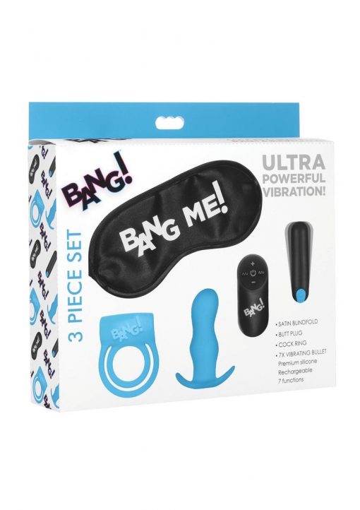 Bang! Duo Blast Plug And Cock Ring Kit (Set of 4) - Blue