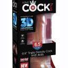 King Cock Plus Triple Density Dildo With Balls 6.5in - Caramel