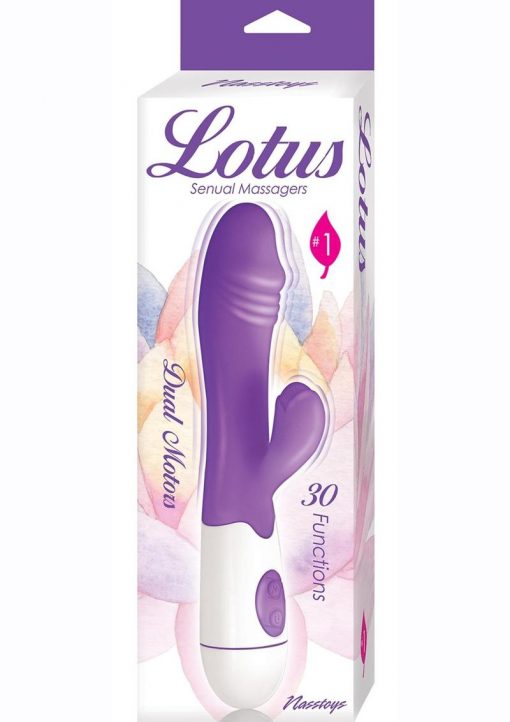 Lotus Sensual Massager #1 Silicone Vibrating Rabbit - Purple/White