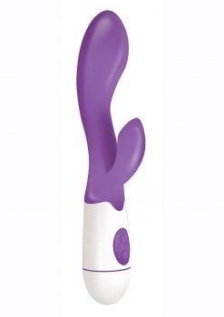 Lotus Sensual Massager #2 Silicone Vibrating Rabbit - Purple/White