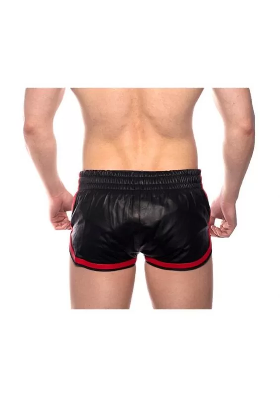 Prowler Red Leather Sport Shorts - 2XLarge - Black/Red