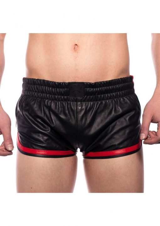 Prowler Red Leather Sport Shorts - 3XLarge - Black/Red