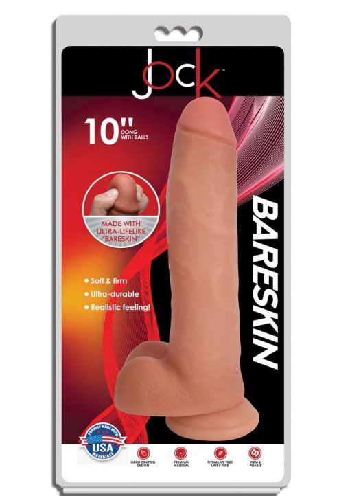 Jock Bareskin Realistic Dong with Balls 10in - Vanilla