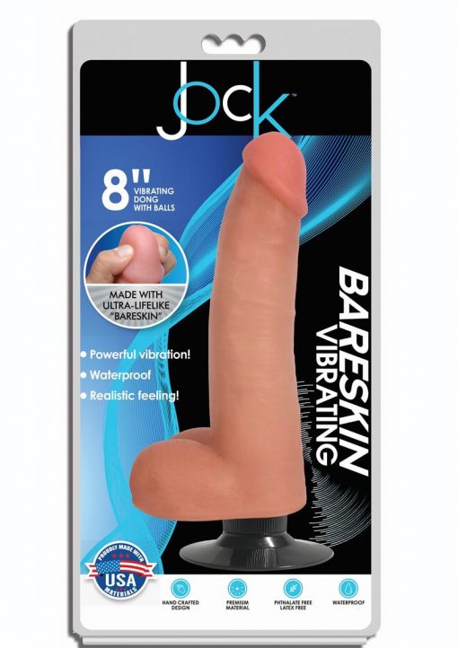 Jock Bareskin Realistic Vibrating Dong with Balls 8in - Vanilla