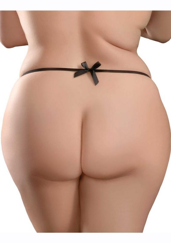 Hookup Panties Silicone Rechargeable Remote Control Bowtie Bikini - XL/2XL - Black