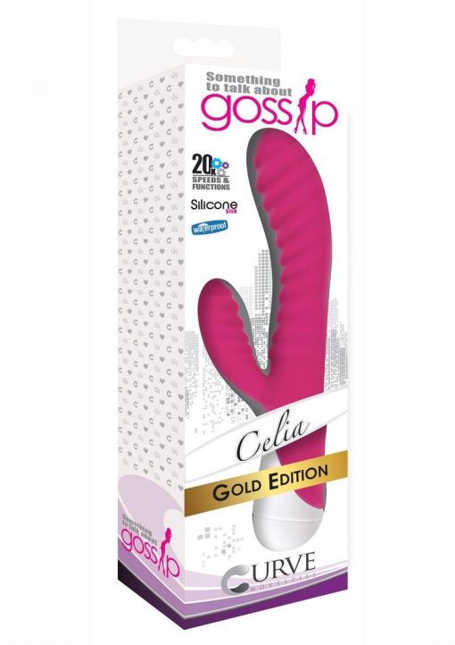 Gossip Celia 20x Ribbed Silicone Rabbit Vibrator - Pink