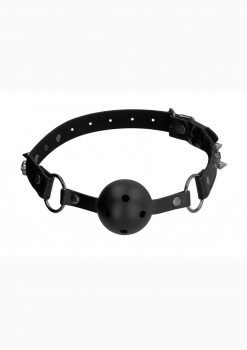 Ouch! Skulls and Bones Breathable Ball Gag Leather - Black
