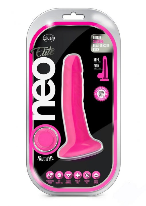 Neo Elite Silicone Dual Density Dildo 6in - Pink