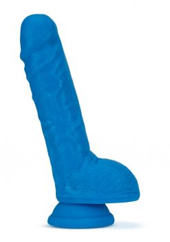 Neo Elite Silicone Dual Density Dildo with Balls 9in - Blue