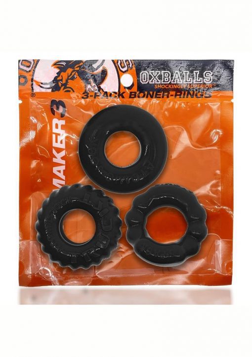 Oxballs Bonemaker Cock Ring Kit (3 Pack) - Black