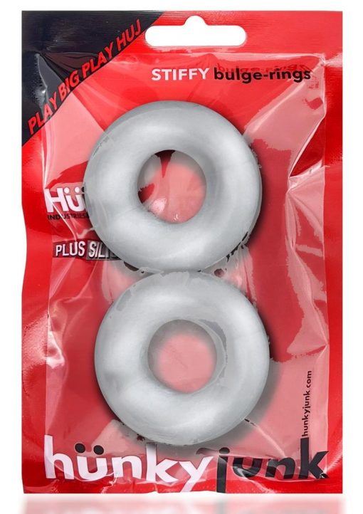 Hunkyjunk Stiffy Bulge Silicone Cock Ring (2 Pack) - Clear Ice