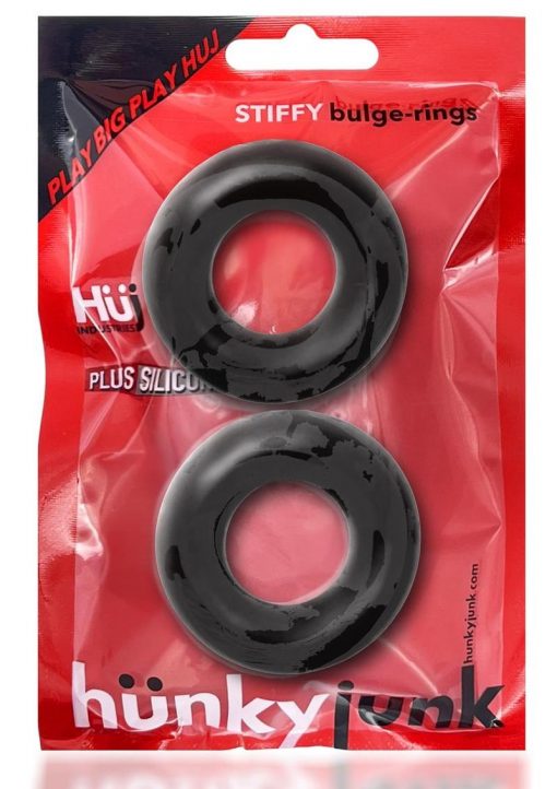 Hunkyjunk Stiffy Bulge Silicone Cock Ring (2 Pack) - Tar Ice