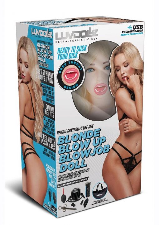 Luvdollz Vibrating Life-Size Blonde Blowup Doll with Remote Control - Vanilla