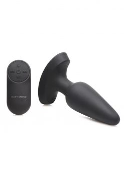 Booty Sparks Laser Heart Rechargeable Silicone Anal Plug With Remote Control - Medium - Black With Red Lights