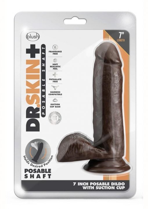 Dr. Skin Plus Posable Dildo 7in - Chocolate