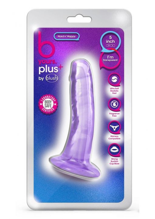 B Yours Plus Hard n` Happy Realistic Dildo 5.5in - Purple