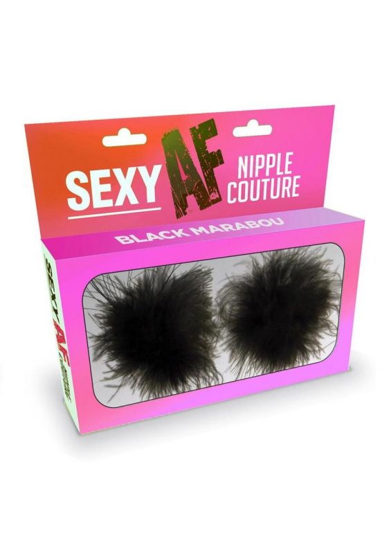 Sexy AF Marabou Nipple Couture Silicone Pasties - Black