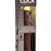 King Cock Elite Dual Density Vibrating Rechargeable Silicone Dildo with Remote Control Dildo 9in - Chocolate