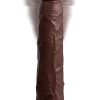 King Cock Elite Dual Density Vibrating Rechargeable Silicone Dildo with Remote Control Dildo 9in - Chocolate