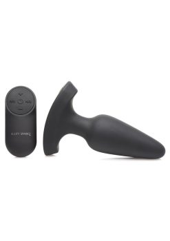 Booty Sparks Laser F... Me Rechargeable Silicone Anal Plug with Remote Control - Medium - Black with Red Light