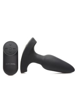 Booty Sparks Laser F... Me Rechargeable Silicone Anal Plug with Remote Control - Small - Black with Red Light