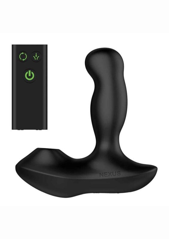 Nexus Revo Air Rechargeable Silicone Suction andamp; Rotating Prostate Massager with Remote Control - Black