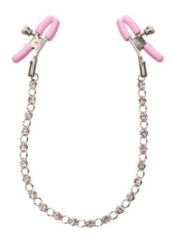 Nipple Play Crystal Chain Nipple Clamps - Pink