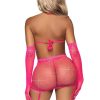 Leg Avenue Rhinestone Fishnet Garter Skirt Set with Bikini Top
