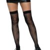 Leg Avenue Ying Yang Fishnet Thigh Highs - O/S - Black