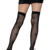 Leg Avenue Ying Yang Fishnet Thigh Highs - O/S - Black